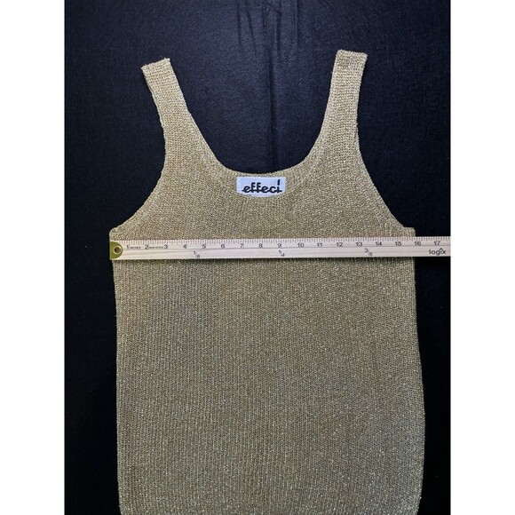 Y2K 90s Effeci Womens Vintage Gold Knit Tank Top Scoop Neck Size Medium - Picture 5 of 10